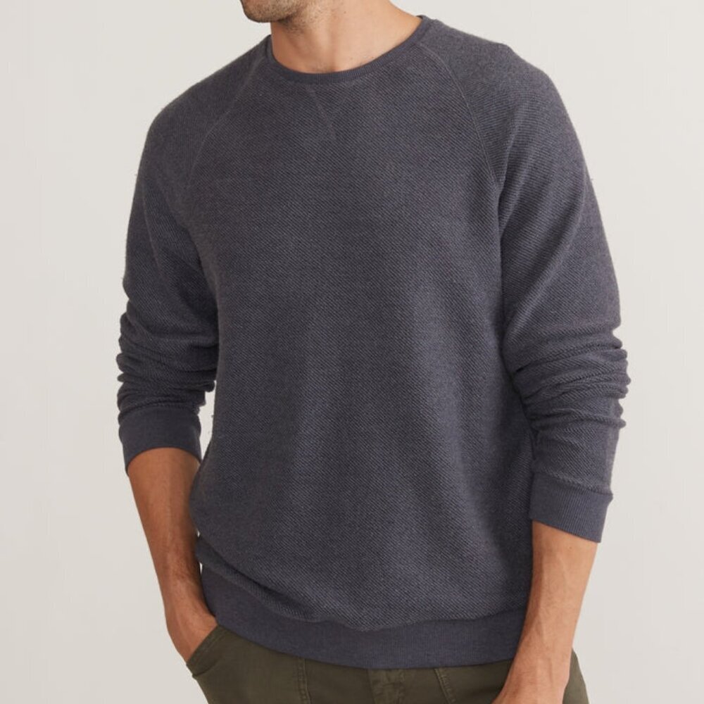 Marine‎ Layer Textured Raglan Crewneck Sweatshirt Charcoal Grey Small